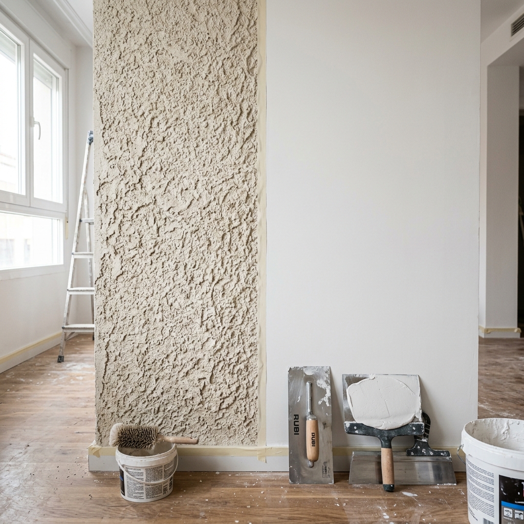 Comparativa visual entre quitar el gotelé rascando o cubrirlo con tendido